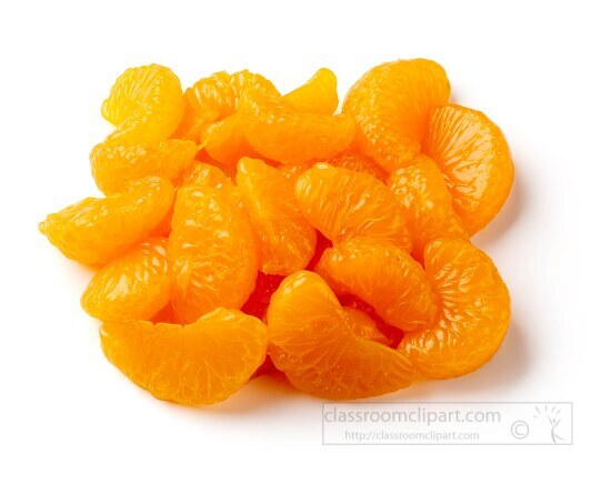 Mandarin orange slices on white background Classroom Clip Art