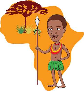 african villager holdings pear with map africa clipart - Classroom Clip Art