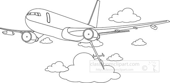 aircraft kc 46 pegasus black outline - Classroom Clip Art