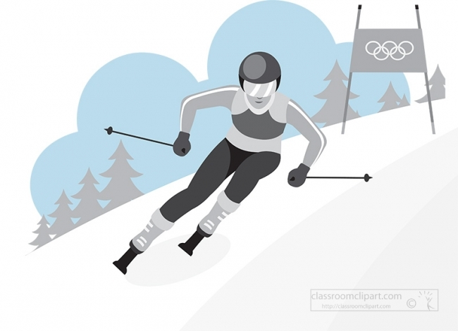 alpine skiing winter olympic sports gray color - Classroom Clip Art