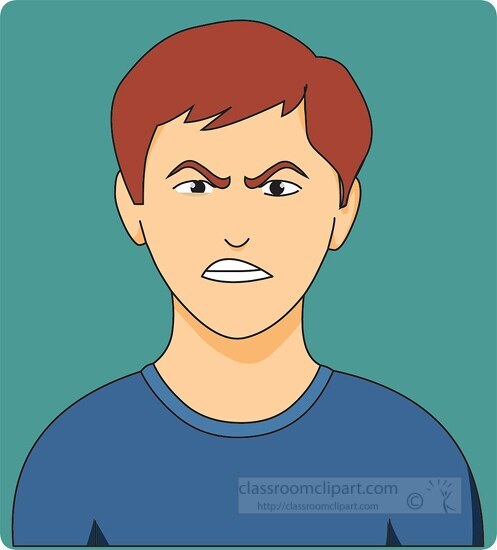 angry facial expression green background - Classroom Clip Art