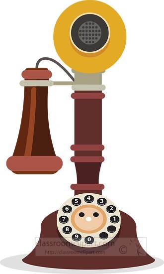 antique style wired rotary dial telephone clipart - Classroom Clip Art