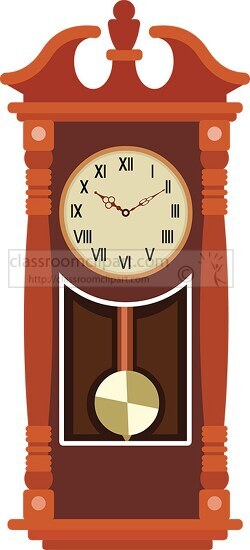 antique wooden pendulum wall clock clipart - Classroom Clip Art