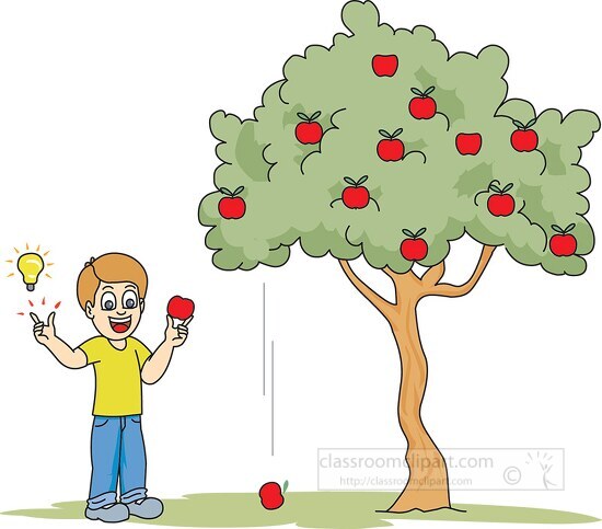 Inventions Clipart-apple falling from tree to illustrate gravity