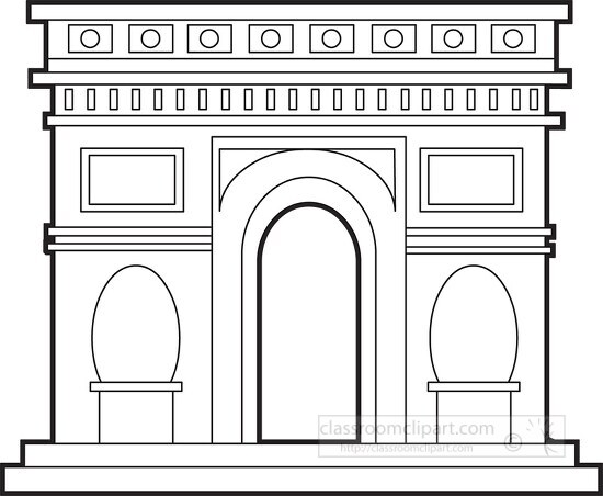 arc de triomphe monument paris france black clipart - Classroom Clip Art
