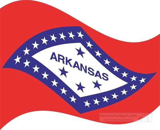 Arkansas state flat design waving flag - Classroom Clip Art