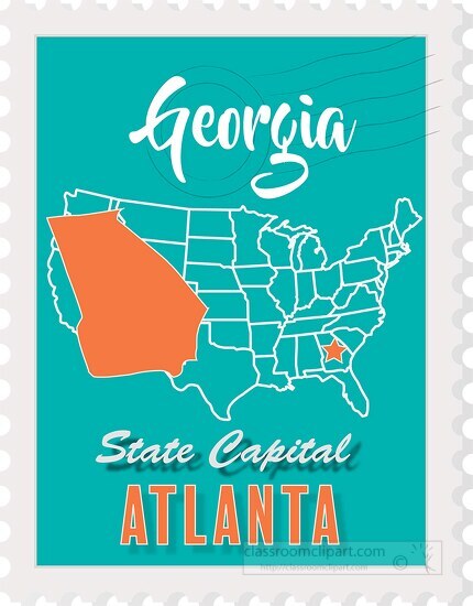 atlanta georgia state map stamp clipart - Classroom Clip Art