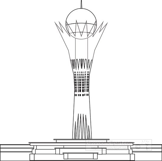Free bayterek tower in astana kazakhstan black white outline clipart ...