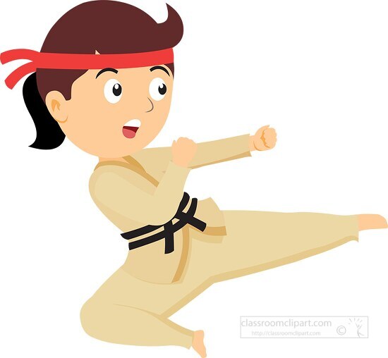 Martial Arts Clipart - Black Belt Student Practicing Karate Martial ...