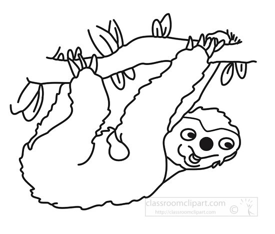 black outline animal clipart sloth 52 - Classroom Clipart