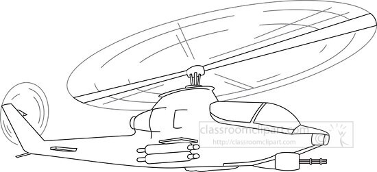 black outline bell ah 1 huey cobra helicopter clipart - Classroom Clip Art