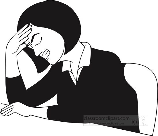 black outline woman have headache clipart Classroom Clip Art