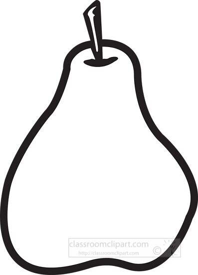 Fruit Clipart black white outline single brown pear clipart