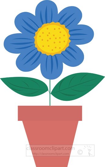 blue flower in vase happy mothers day - Classroom Clip Art