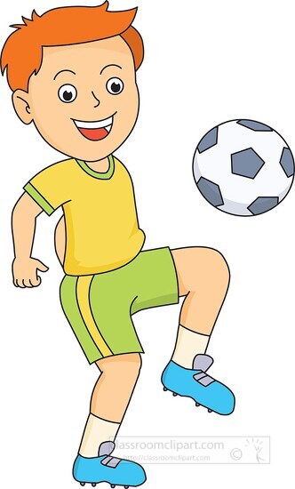 boy bouncing soccer ball on his knee - Classroom Clip Art