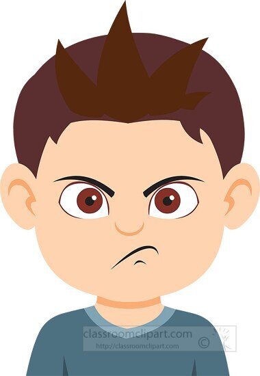 Boy character angry expression clipart - Classroom Clip Art