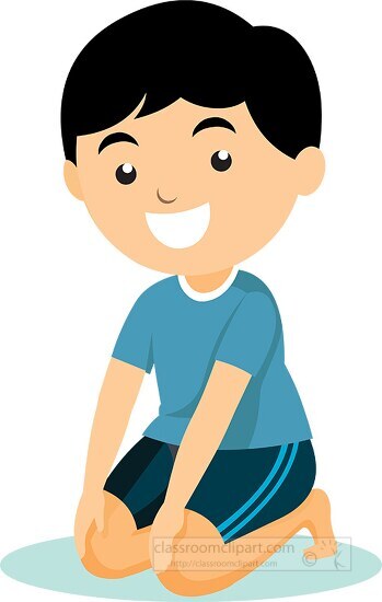 boy doing yaga lion pose kids yoga clipart - Classroom Clip Art