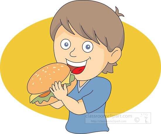 Free boy eating hamburger clipart - Classroom Clipart