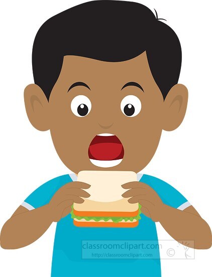 boy eating veg sandwich clipart - Classroom Clip Art