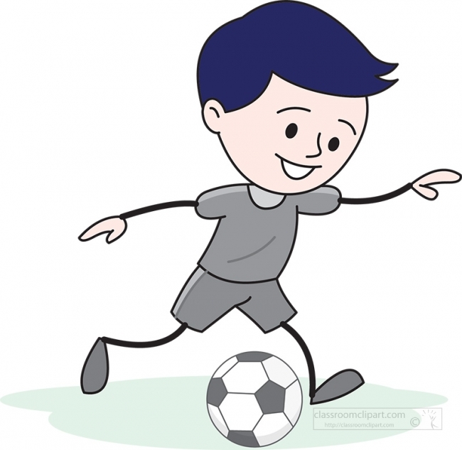 boy runnig with soccer ball gray color copy - Classroom Clip Art