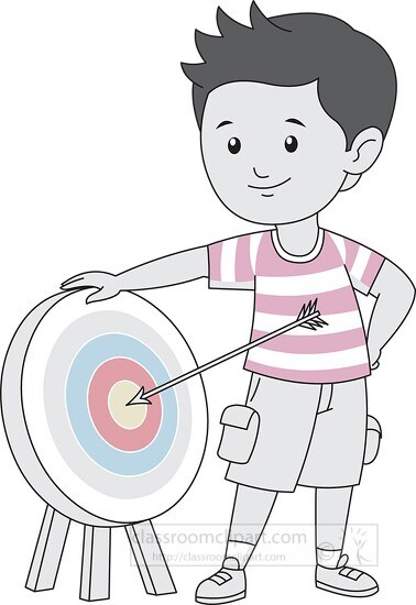 Archery Clipart Boy Standing Near Target With His Perfact Shot Archery Clipart 8280