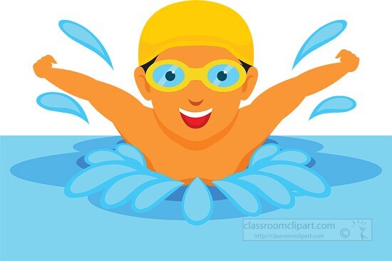 boy swimming in pool summer clipart - Classroom Clip Art