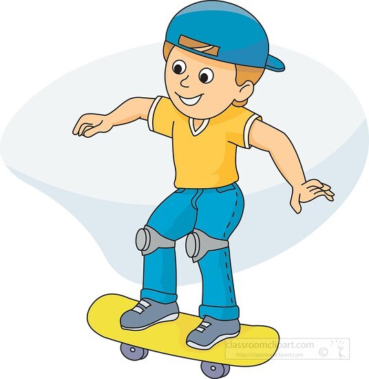 Boy Wearing Hat on a skateboard Clipart - Classroom Clip Art