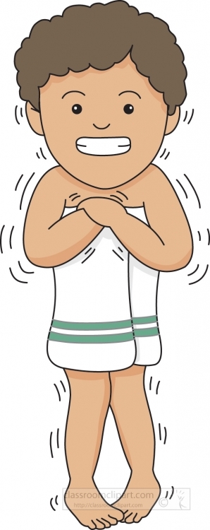 Health Clipart-boy with towel shivering after bath