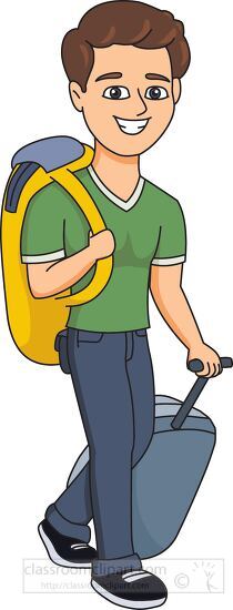 Boy Travelling With His Luggage.eps - Classroom Clip Art