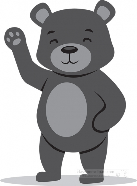 brown bear waving cartoon vector gray color - Classroom Clip Art