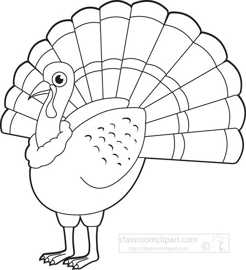 Free brown turkey black white outline clipart - Classroom Clipart