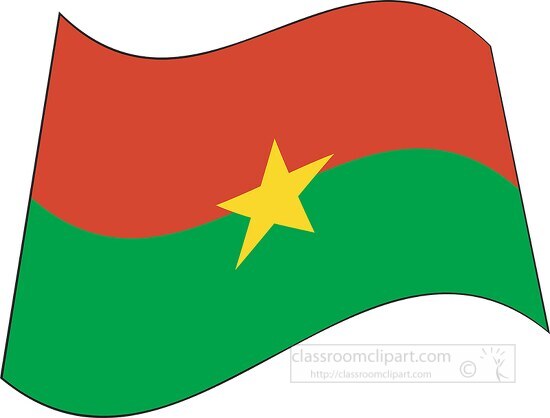 Burkina Faso flag flat design wavy clipart - Classroom Clip Art