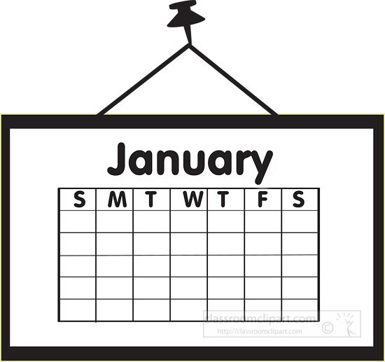 calendar january outline clipart Classroom Clipart
