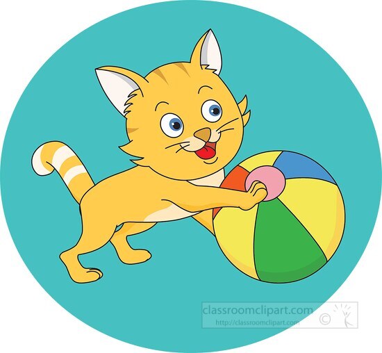 cat playing with beach ball Classroom Clip Art