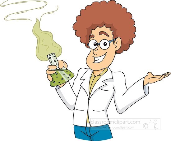 chemistry scientist in lab holding beaker clipart - Classroom Clip Art