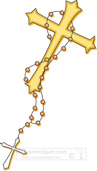 christian rosary with gold cross - Classroom Clip Art