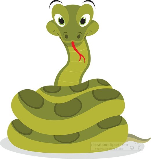 coiled cartoon style anaconda snake reptile clipart - Classroom Clip Art