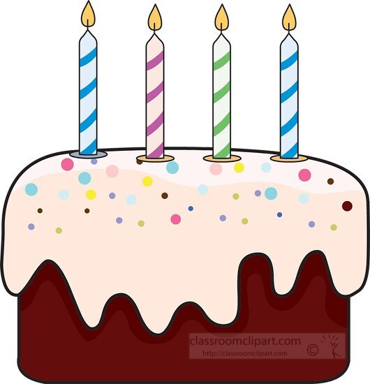 colorful candles on birthday cake - Classroom Clipart