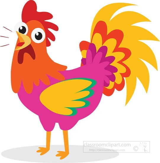 colorful cute pink chicken clipart - Classroom Clip Art