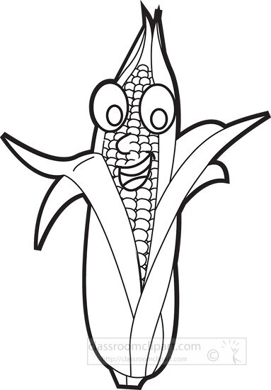 corn cartoon vegetable outline - Classroom Clipart