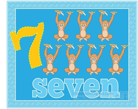 counting numbers seven monkey - Classroom Clip Art