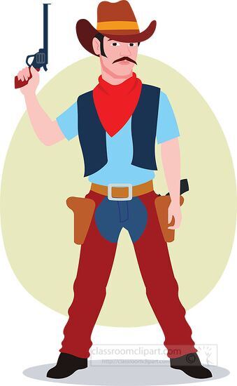 cowboy character in action pose clipart - Classroom Clipart