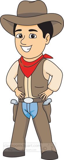 cowboy wearing hat scarf gun holster clipart 584 - Classroom Clip Art