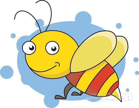 Free Cute Cartoon Yellow Bee With Stinger Cartoon Classroom Clipart