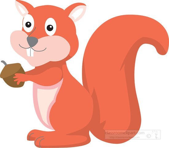 cute happy squirrel holding nut clipart - Classroom Clip Art