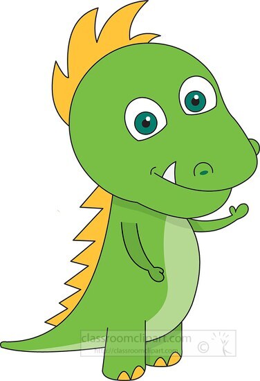 cute little green dinosour clipart - Classroom Clip Art