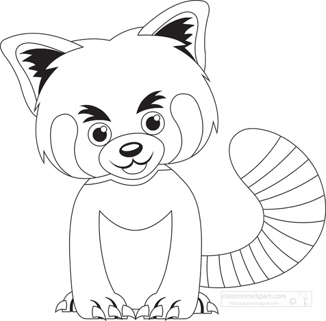 Free cute-small-baby-red-panda-animal-black white outline gray color ...