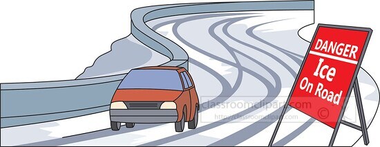 danger car driving on icy road - Classroom Clip Art