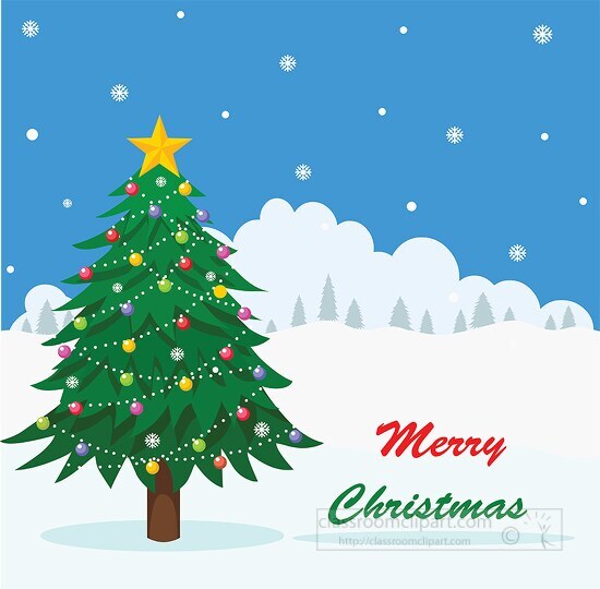 Christmas Clipart - decorated christmas tree with lights with background clipart