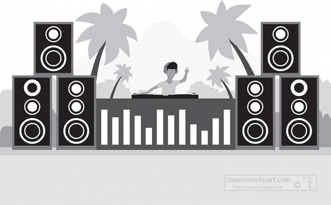 dj with music system big speakers gray color - Classroom Clip Art